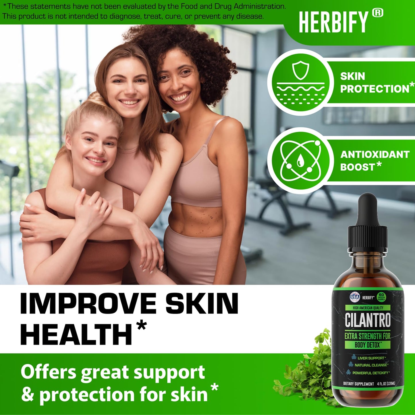 HERBIFY Cilantro Tincture - Herbal Cilantro Supplement for Detox - Rich Source of Antioxidants - Supports Heart and Body Cleanse - Made in USA - Cilantro Extract 4 Fl Oz