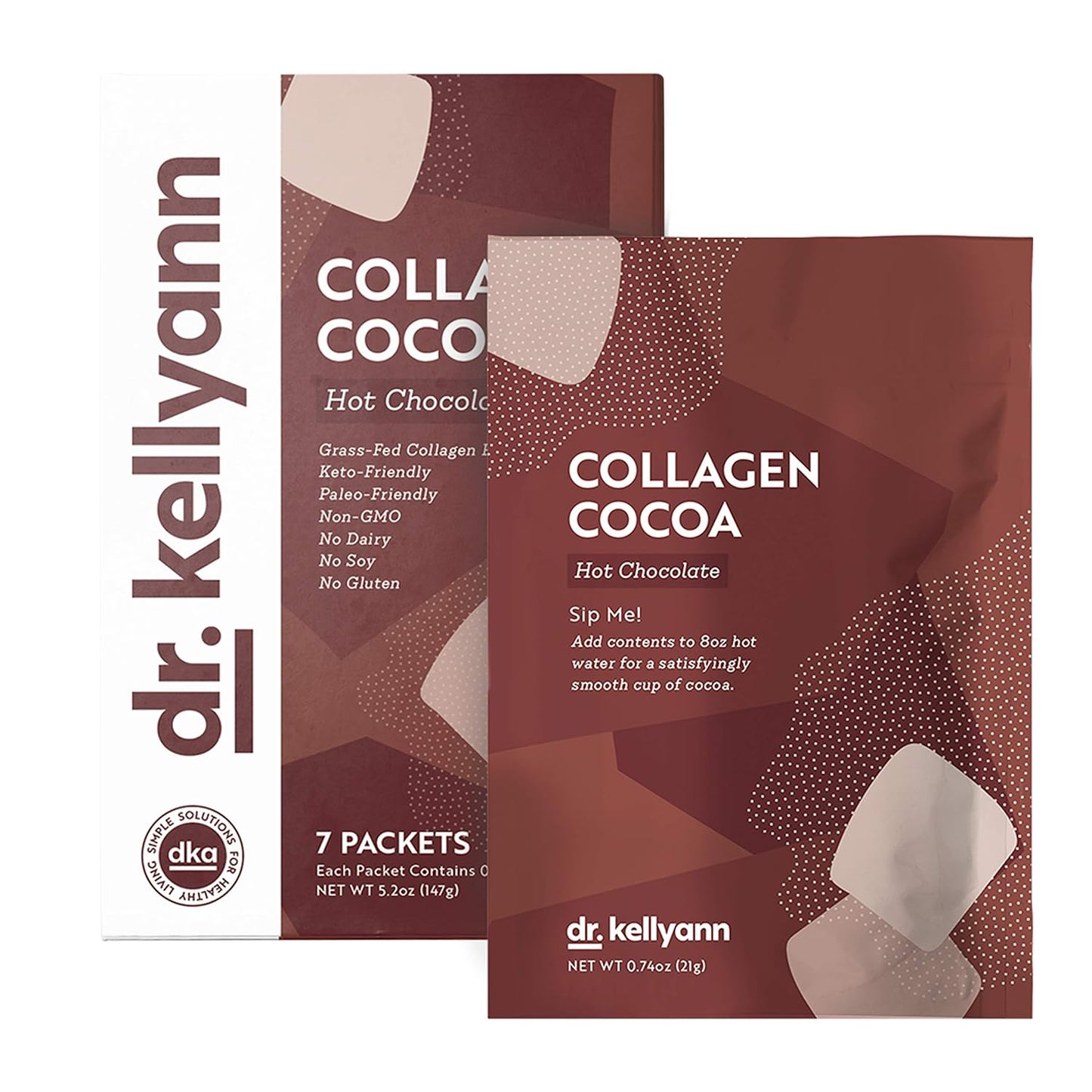 Dr. Kellyann Keto Cocoa Hot Chocolate Packets (7 Servings) – Grass-Fed Collagen & Coconut Milk, Sugar-Free, Keto-Friendly, 1 Pack