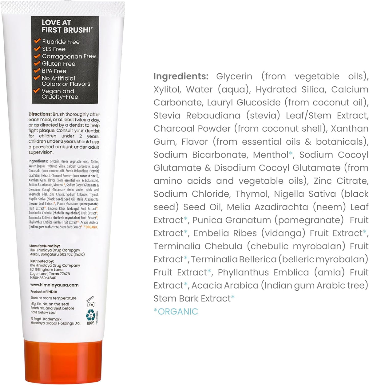 Himalaya Botanique Whitening Antiplaque Charcoal Toothpaste, 4 oz, 2 Pack