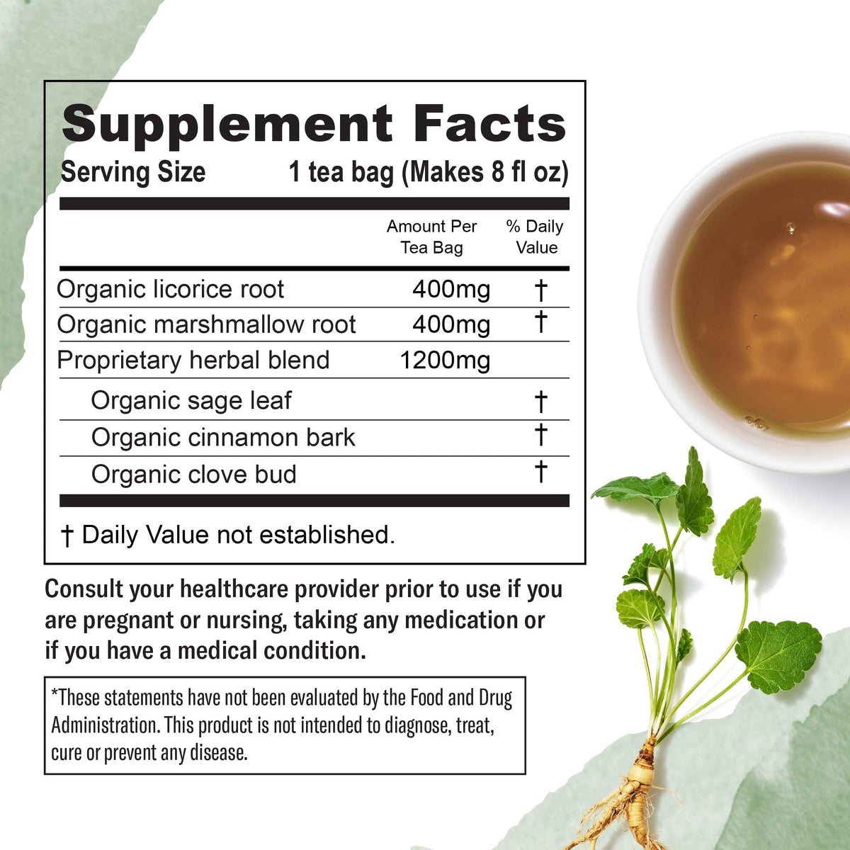 Numi Organic Throat Soother Tea, 16 Tea Bags (Pack of 3), Licorice and Marshmallow