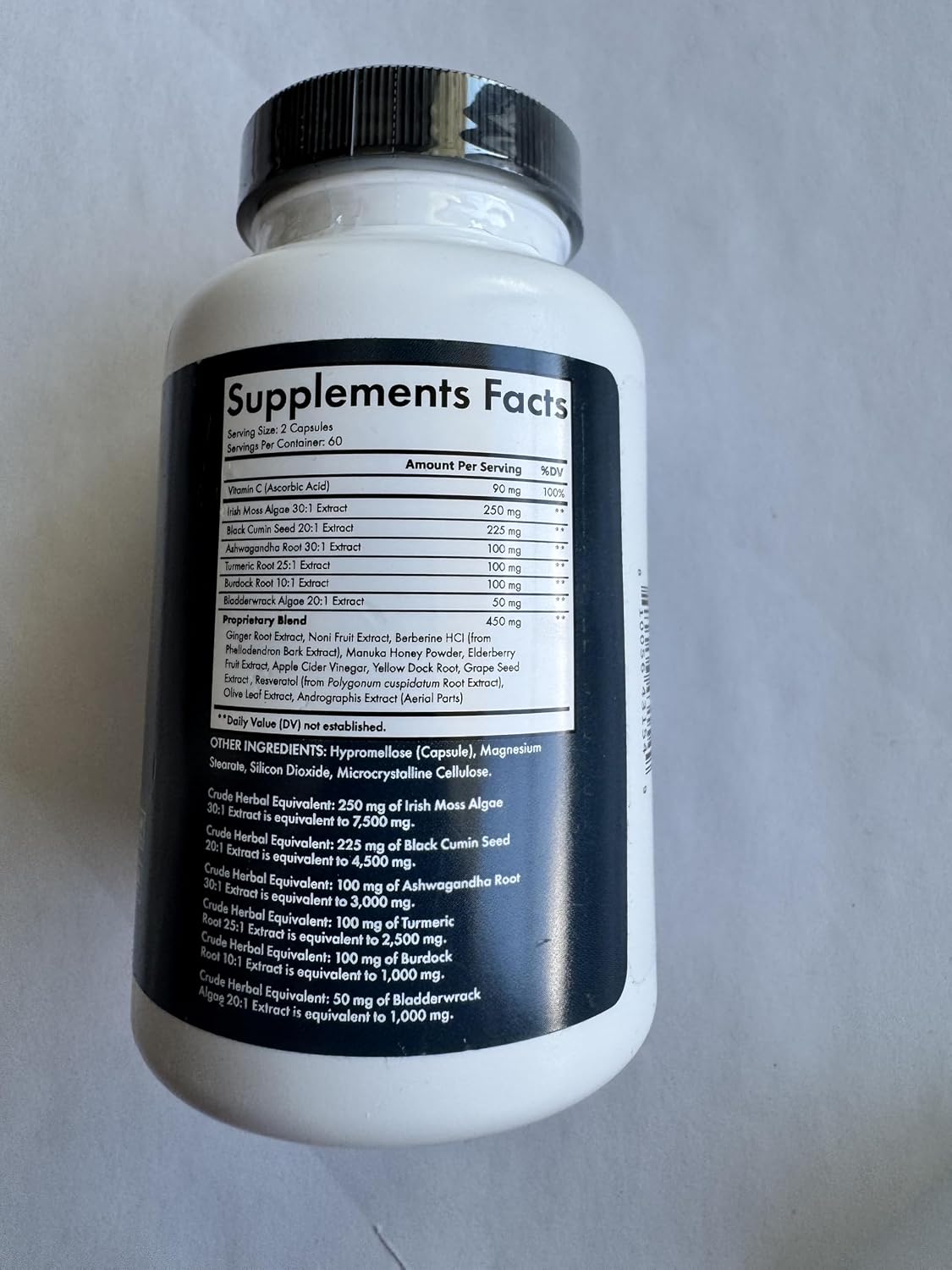 Sea Moss Black Seed Oil Ashwagandha Ginger - 120 Sea Moss Capsules