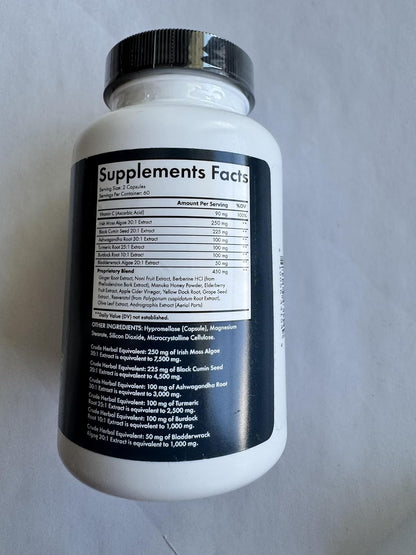 Sea Moss Black Seed Oil Ashwagandha Ginger - 120 Sea Moss Capsules
