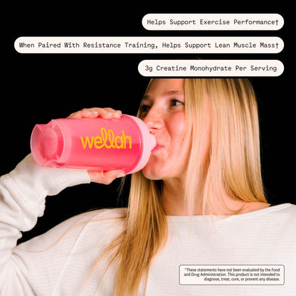 Wellah Creatine for Women - Creatine Monohydrate with Dandelion & Cranberry Extract (50 Servings, Strawberry Lemonade) | Creatine Monohydrate with Dandelion & Cranberry Extract