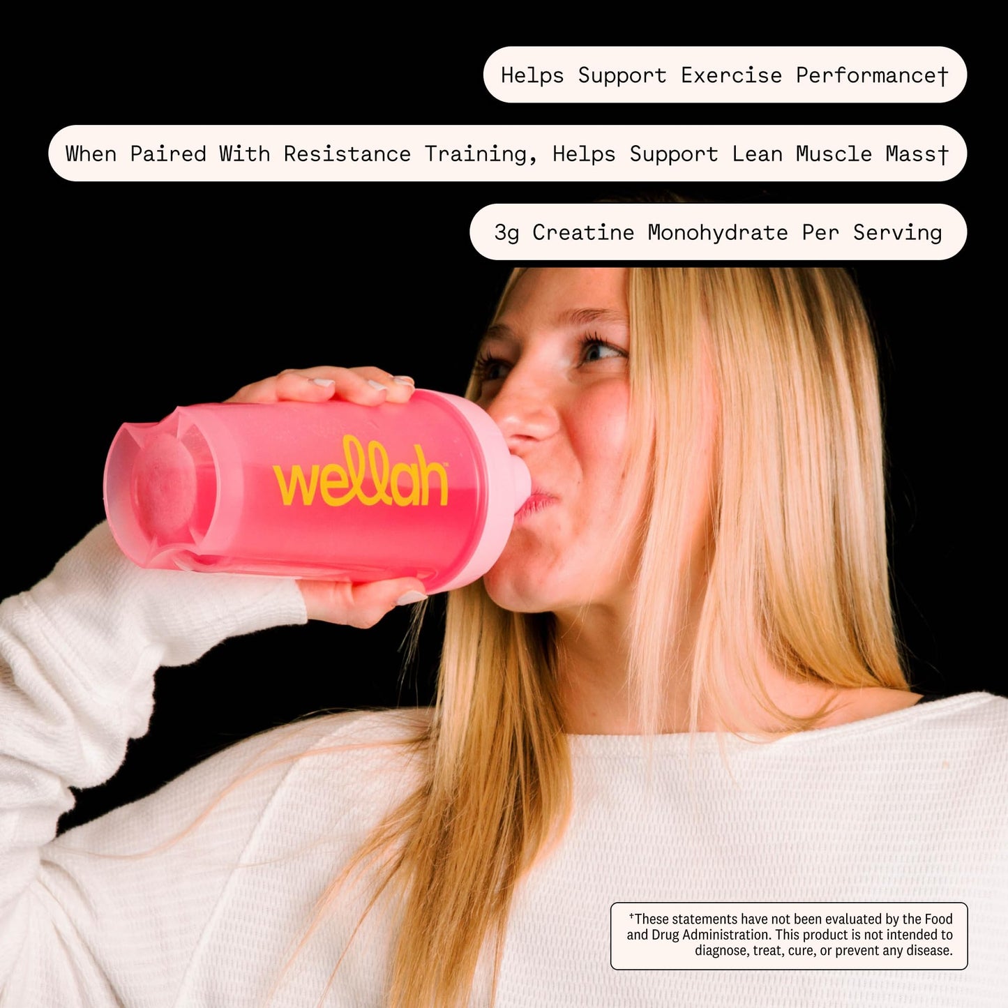 Wellah Creatine for Women - Creatine Monohydrate with Dandelion & Cranberry Extract (50 Servings, Strawberry Lemonade) | Creatine Monohydrate with Dandelion & Cranberry Extract