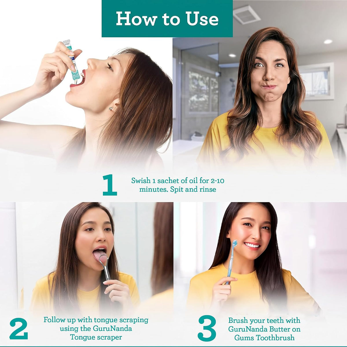 GuruNanda Coconut Oil Pulling Travel Mouthwash-7 Sachets, Travel Essentials