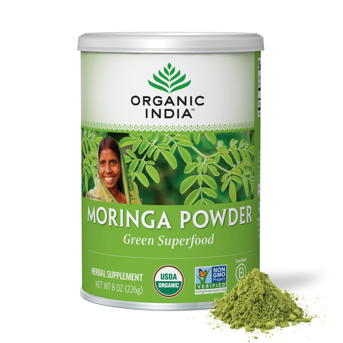 ORGANIC INDIA Moringa Herbal Supplement Powder - Green Superfood, Nutrient Dense