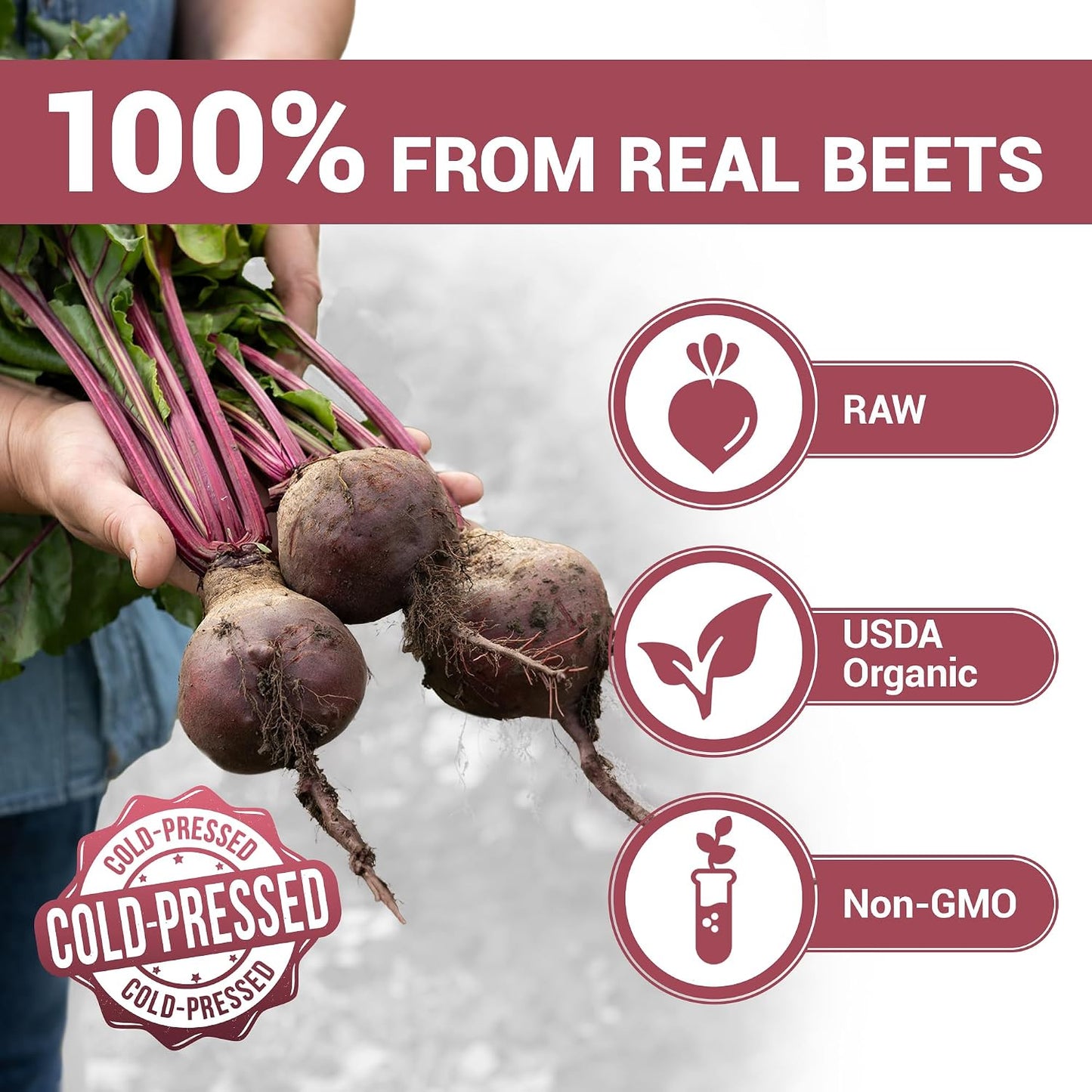 Dr. Berg Raw Organic Beet Powder from Real Earth-Grown Beets – USDA Certified Organic Beet Root Powder to Support Nitric Oxide Levels, Energy, Blood Flow, & Heart Health* – 30 Servings
