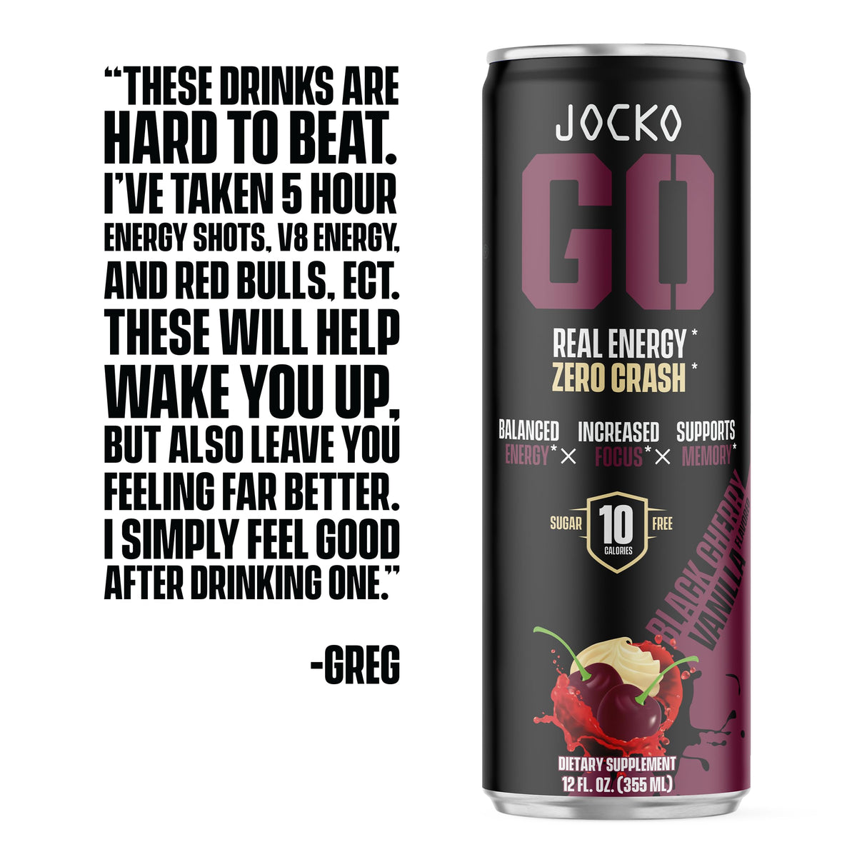 Jocko GO Energy Drink - KETO, Vitamin B12, Vitamin B6, Electrolytes, L Theanine, Magnesiu