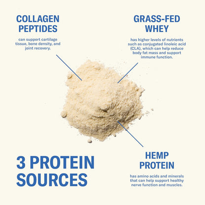 Grass Fed Whey Protein Powder, Vanilla Bean + Creamy Chocolate, 24g Protein with Collagen Peptides, Bovine Colostrum, Hemp Hearts & Prebiotic Fiber, No Added Sugar, 40 Servings Total