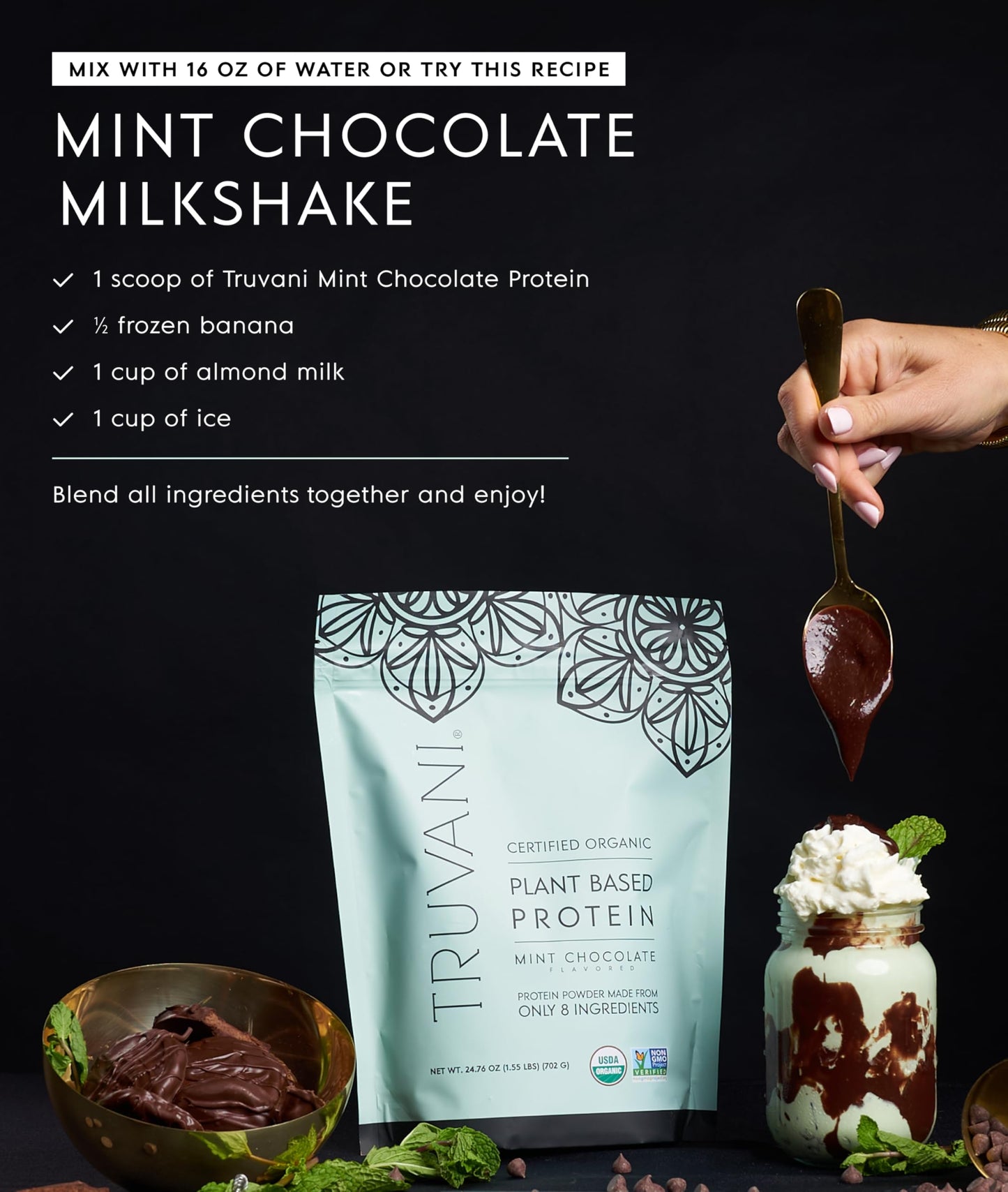Truvani Organic Plant Based Protein Powder | Vanilla | 18 Servings | Vegan | 20g Pea Protein | Keto | Gluten & Dairy Free | Low Carb | No Added Sugar