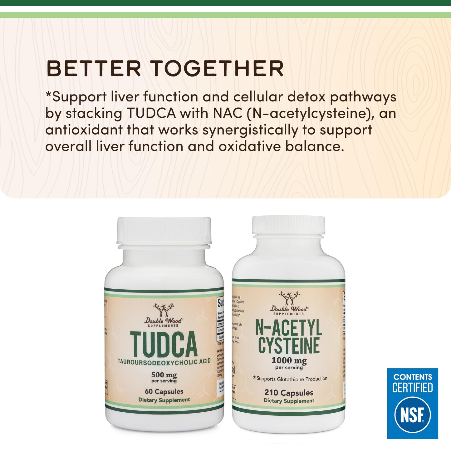 TUDCA Bile Salts Liver Support Supplement, 500mg Servings, Liver and Gallbladder Cleanse Supplement (60 Capsules, 250mg) Genuine Bile Acid TUDCA with Strong Bitter Taste by Double Wood