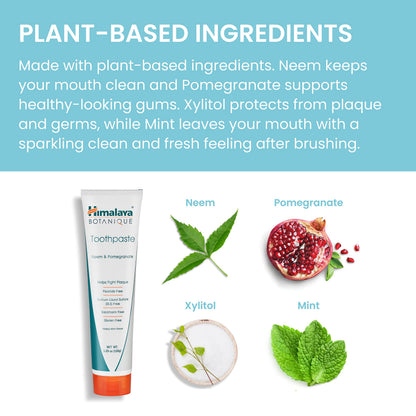 Himalaya Botanique Neem & Pomegranate Toothpaste, Mint, 5.29 oz, 2 Pack