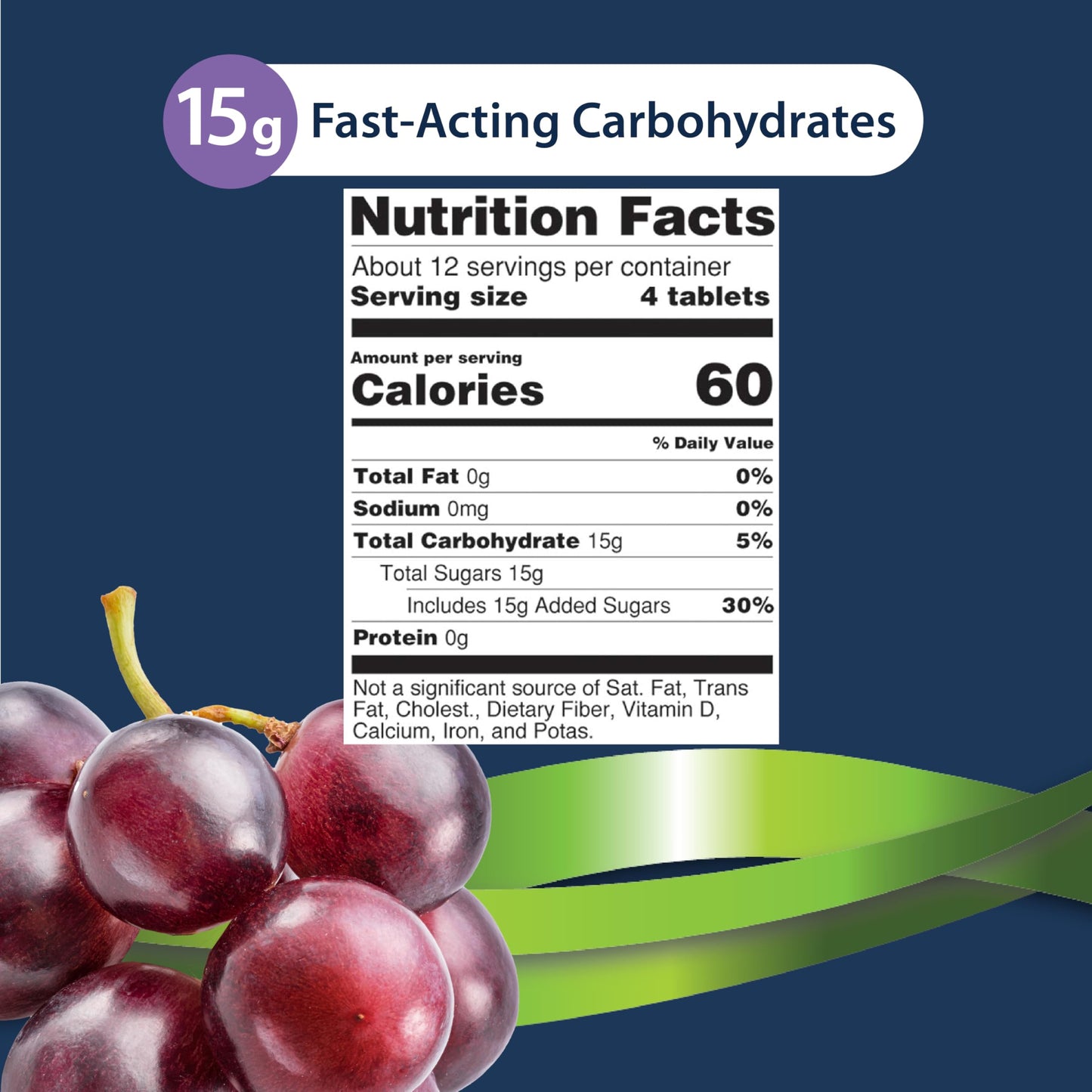 TRUEplus Glucose Tablets, Grape, Raspberry, Orange Flavors, 50 Count | Chewable Tablets, 15g Fast-Acting Carbohydrates, Fat Free, Gluten Free, Boosts Energy, Great Tasting and Easy to Use