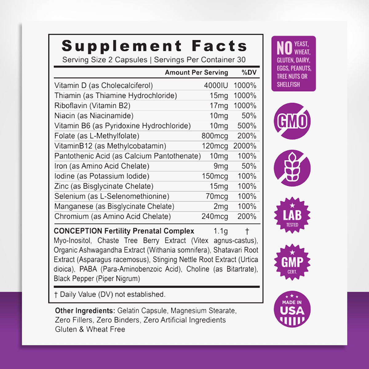 Mommyz Love Myo-Inositol Conception Fertility Prenatal Vitamins for Healthy Ovarian Function