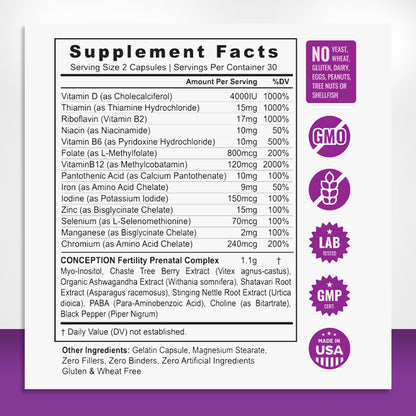 Mommyz Love Myo-Inositol Conception Fertility Prenatal Vitamins for Healthy Ovarian Function