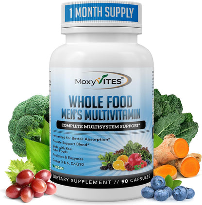 Methylated Mens Multivitamins - Daily Mens Vitamins with 44 Organic Whole Food - Multivitamin for Men with Iron & Fermented Nutrients - Vegan Daily Vitamin for Men with B-Complex, Probiotics, Omegas