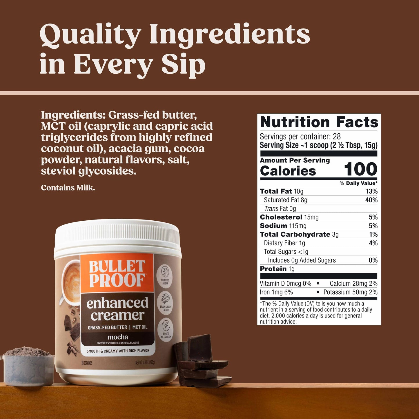 Bulletproof Original Creamer, 14.8 Ounces, Keto Coffee Creamer with MCT Oil and Grass-Fed Butter, Supports Brain Function