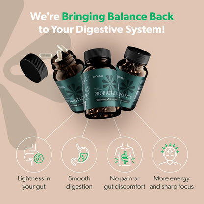BIOMA Gut & Beauty Support Bundle – Probiotic for Digestive Health + Hair, Skin & Nails Gummies with Biotin & Collagen – Promotes Gut Balance, Strong Hair & Glowing Skin – 2-Pack (30-Day Supply Eac