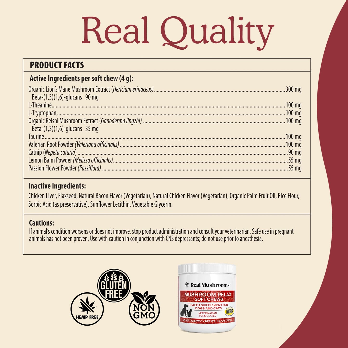 Real Mushroom Immune Pet Chews – For Daily Digestive & Immune Health – Mushrooms for Dogs & Cats Functional Treat – Mushroom Supplement for Dogs & Cats – 1 to 4 Chews For All Breeds & Sizes (60 Count)