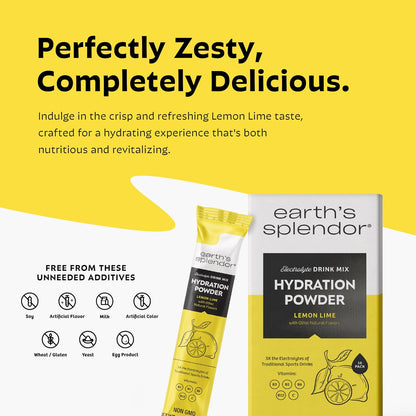 Earth's Splendor Hydration Powder Bundle | Lemon Lime & Sugar-Free White Peach | 20 Single-Serving Electrolyte Sticks | Fast Hydration & Electrolyte Support