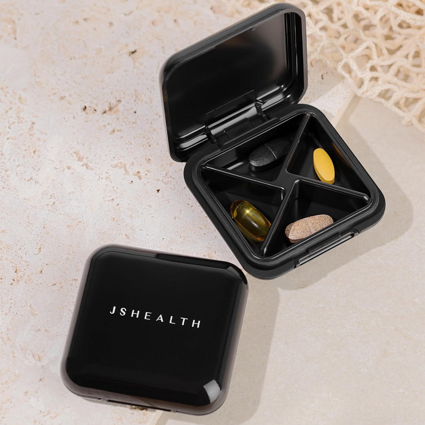 JSHealth Signature Pill Organizer - Pill Case for Daily Supplements | Compact & Portable Design, Travel Pill Box, BPA-Free Pill Container