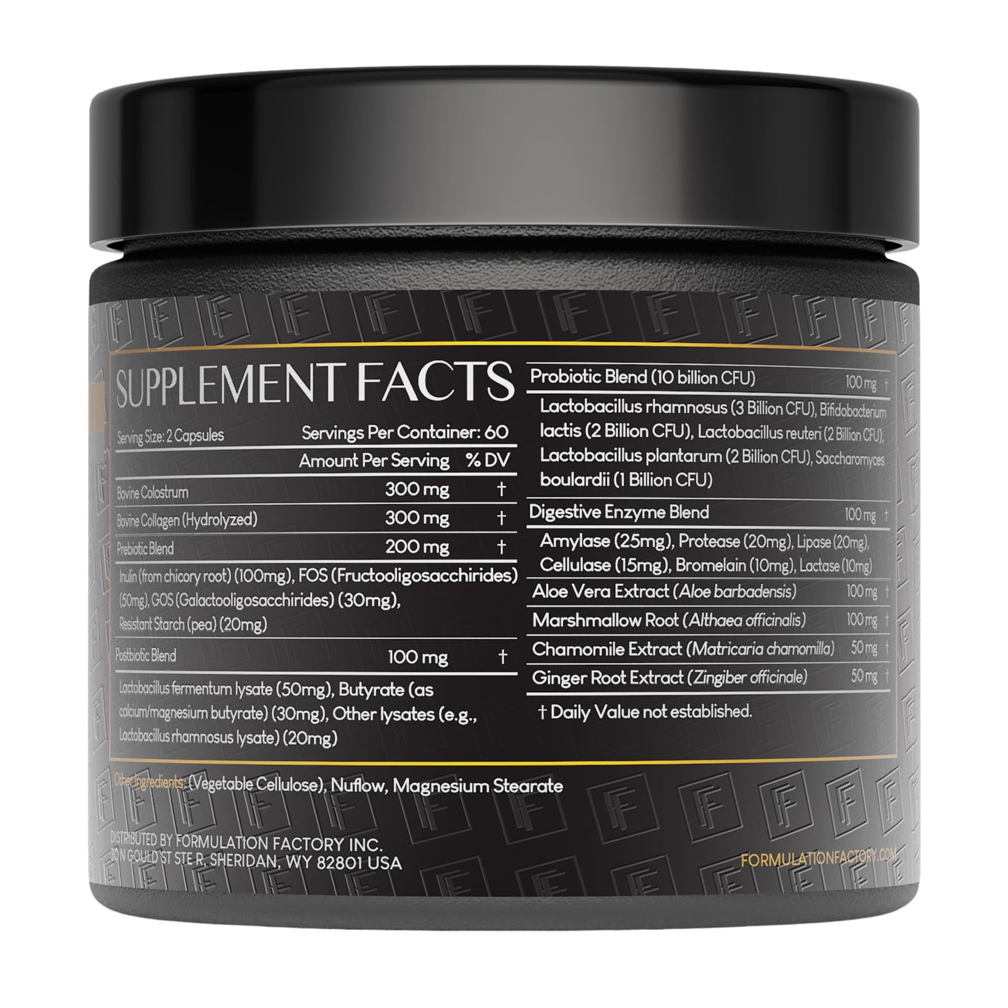 Formulation Factory Probiotics for Women & Men - Gut Intellect 10-in-1 Digestive Enzymes with Prebiotics and Postbiotics - Total Gut Health Supplement - 120 Capsules, 2 Month Supply