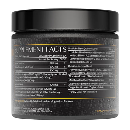 Formulation Factory Probiotics for Women & Men - Gut Intellect 10-in-1 Digestive Enzymes with Prebiotics and Postbiotics - Total Gut Health Supplement - 120 Capsules, 2 Month Supply