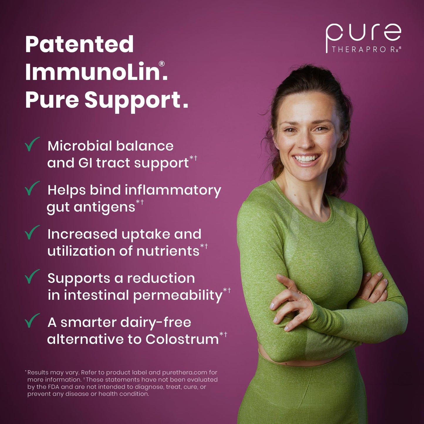 Pure Therapro Rx Elite IgG Immunoglobulin Supplement, 120 Caps - Gut Health & Immune Support, 1100 mg IgG, IGA & IgM, Sunflower Lecithin | Dairy & Gluten Free Colostrum Supplement Alternative