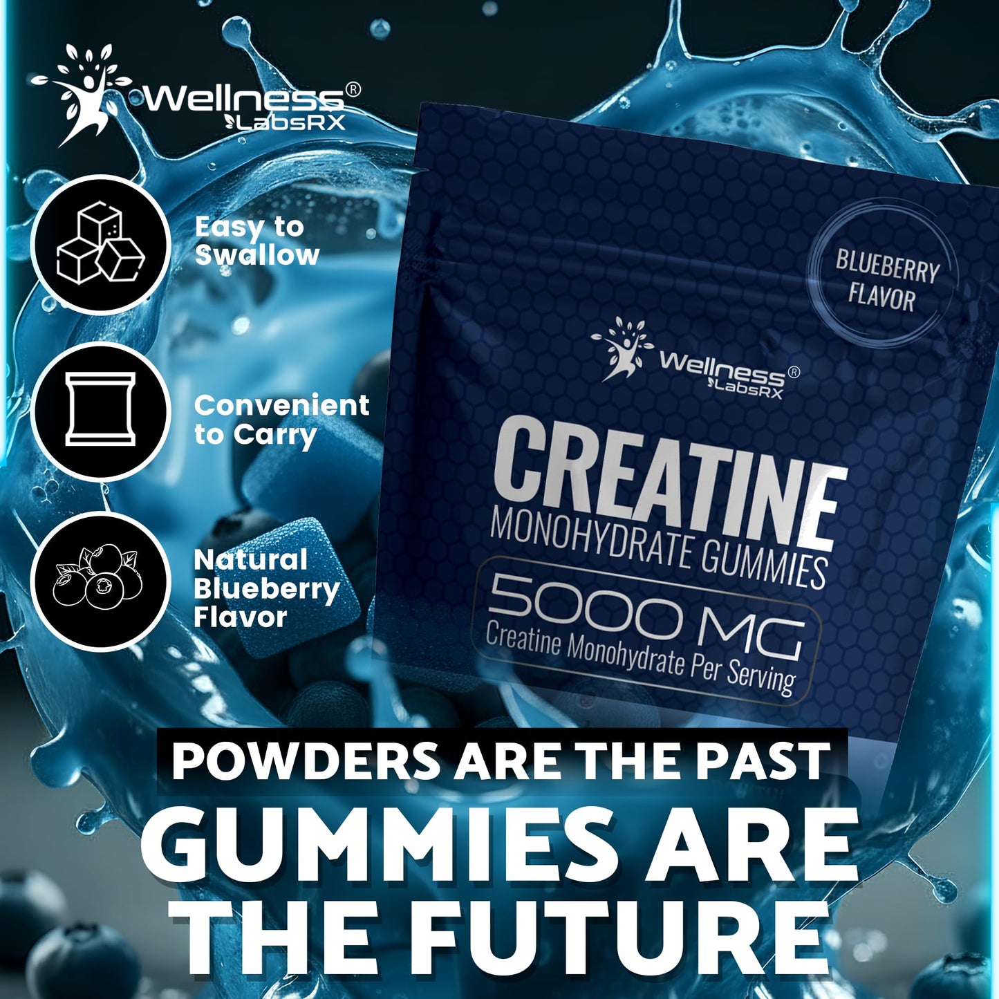 Creatine Gummies 5000mg, 30 Servings Creatine Monohydrate Gummies - Third-Party Tested Creatine for Women, Strawberry Flavor Creatine for Men, Muscle Growth, Strength, and Recovery - Pack of 1