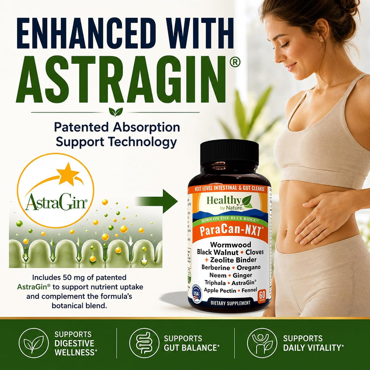 12-in-1 Parasite & Candida Cleanse Support for Adult Humans with Zeolite Binder | Wormwood Black Walnut Cloves Berberine Ginger Neem Oregano Triphala Apple Pectin Fennel Seed AstraGin | 60 Capsules