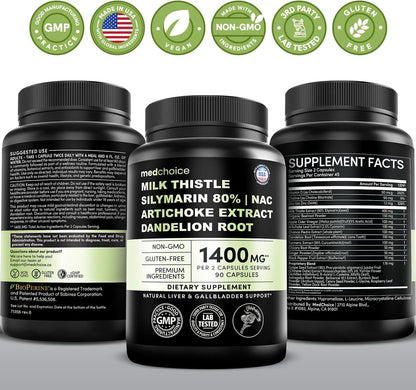 MEDCHOICE Milk Thistle Liver Support Supplement with NAC & Artichoke, 90ct