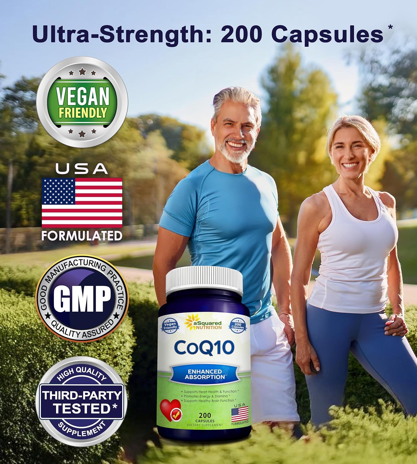 CoQ10 400mg - 200 Capsules - Co Q 10 Supplement - Coenzyme Q10 Pills - CQ10 | Max Strength CoQ 10 - High Absorption Ubiquinone Powder - CO Q-10 Enzyme Vitamin Alternative to Softgels & Gummies