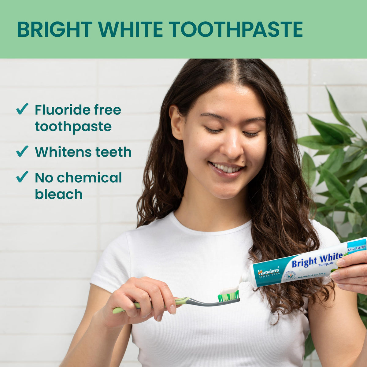 Himalaya Mint Fresh Gel Toothpaste, Fluoride Free to Reduce Plaque & Brighten Teeth, 6.17 oz, 2 Pack
