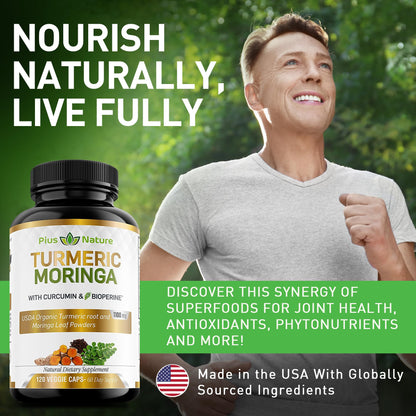 PIUS NATURE Turmeric Moringa - Organic Turmeric Curcumin Supplements and Organic