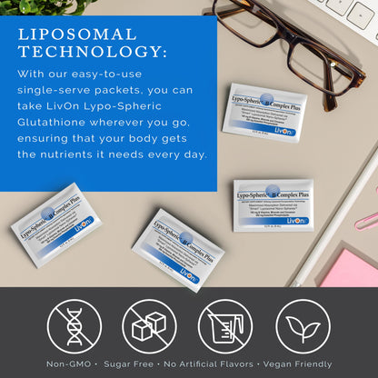 LivOn Laboratories Lypo–Spheric B Complex Plus – 30 Packets – 195 mg B Vitamins, Minerals & Cinnamon Per Packet – Liposome Encapsulated for Improved Absorption – 100% Non–GMO