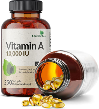 Futurebiotics Vitamin A 10,000 IU Premium Non-GMO Formula Supports Healthy Vision & Immune System and Healthy Growth & Reproduction, 250 Softgels