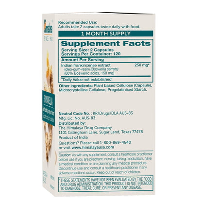 Himalaya Boswellia Extract Supplement for Joint Health, 250 mg,120 Capsules