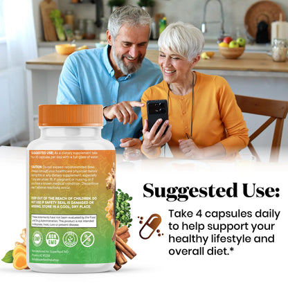 Turmeric Moringa Supplement | Ginger, Boswellia, Saffron, Holy Basil- Joint Support Supplement for Women and Men with Ceylon Cinnamon, Quercetin, Tart Cherry- 240 Count