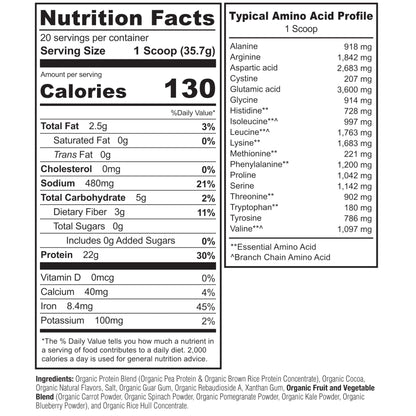 NATURELO Plant Protein Powder, Vanilla, 22g Protein - Non-GMO, Vegan, No Gluten, Dairy, or Soy - No Artificial Flavors, Synthetic Coloring, Preservatives, or Additives - 20 Servings