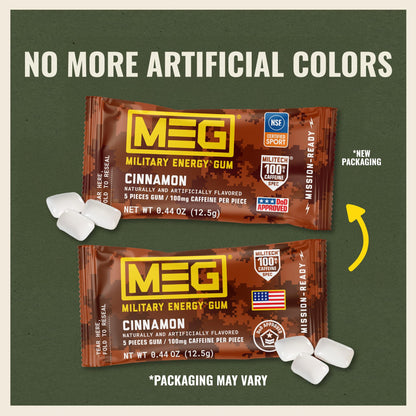 MEG Military Energy Gum, Multi Flavors | Caffeine Gum - Pack of 3, 15 Count