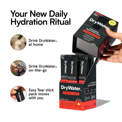 DryWater Electrolytes + Vitamins Hydration Packets, Mixed Berry 12 Pack