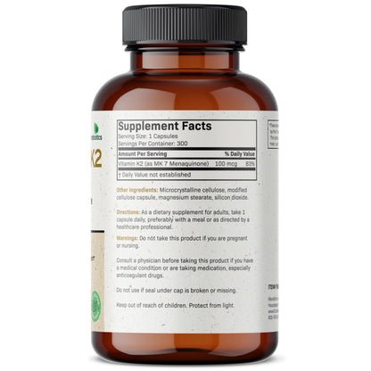 Futurebiotics Vitamin K2 as MK-7 100 mcg, Supports Strong Bones - Non-GMO, 100 Vegetarian Capsules