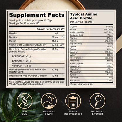 Pure Therapro Rx TriActive Collagen Plus, Collagen Powder for Hair, Skin, Nails, Bones & Joints, Hydrolyzed Collagen Powder w/Patented Peptides, Multi Collagen Protein Powder (Unflavored)