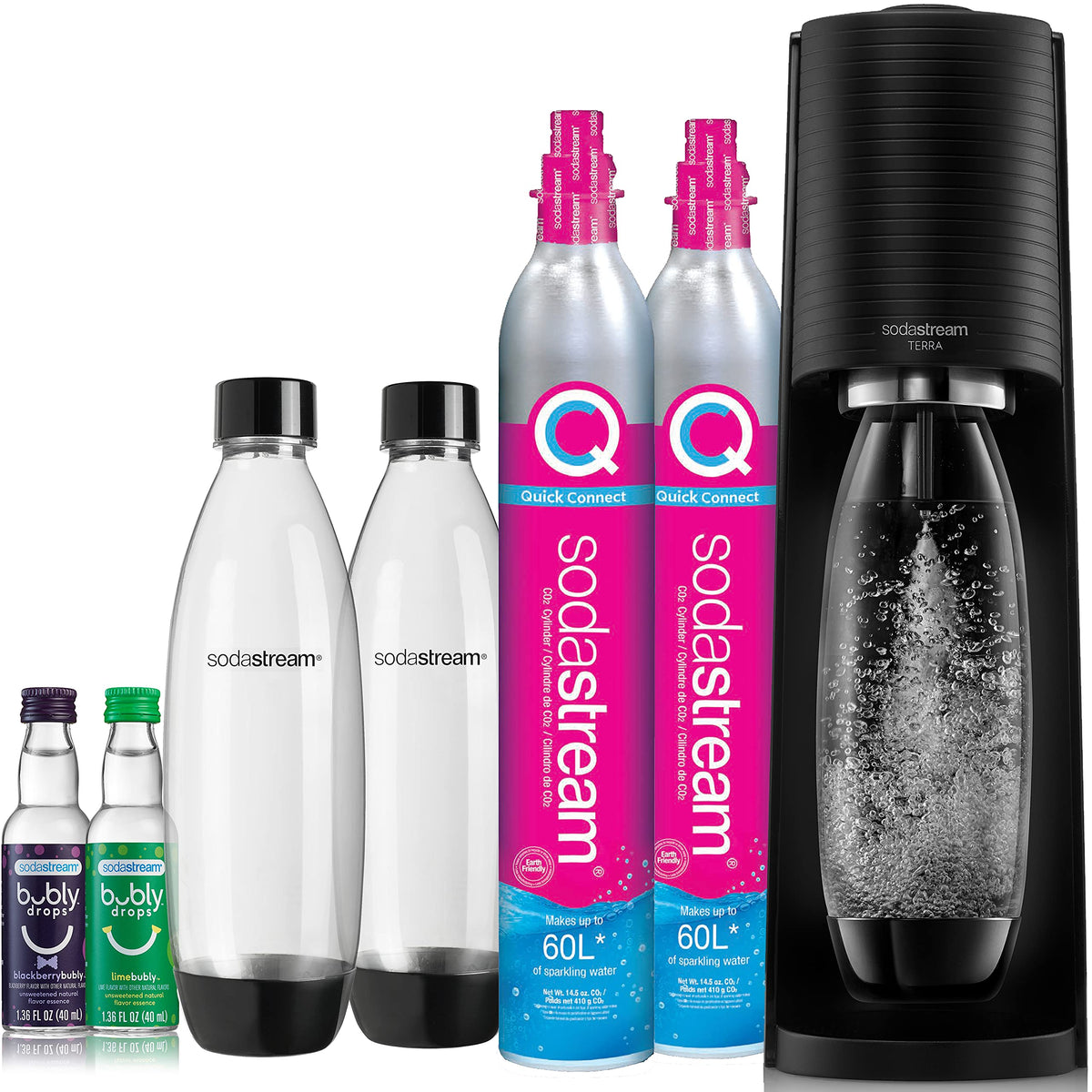 SodaStream Terra Sparkling Water Maker Bundle (Black), with CO2, DWS Bottles