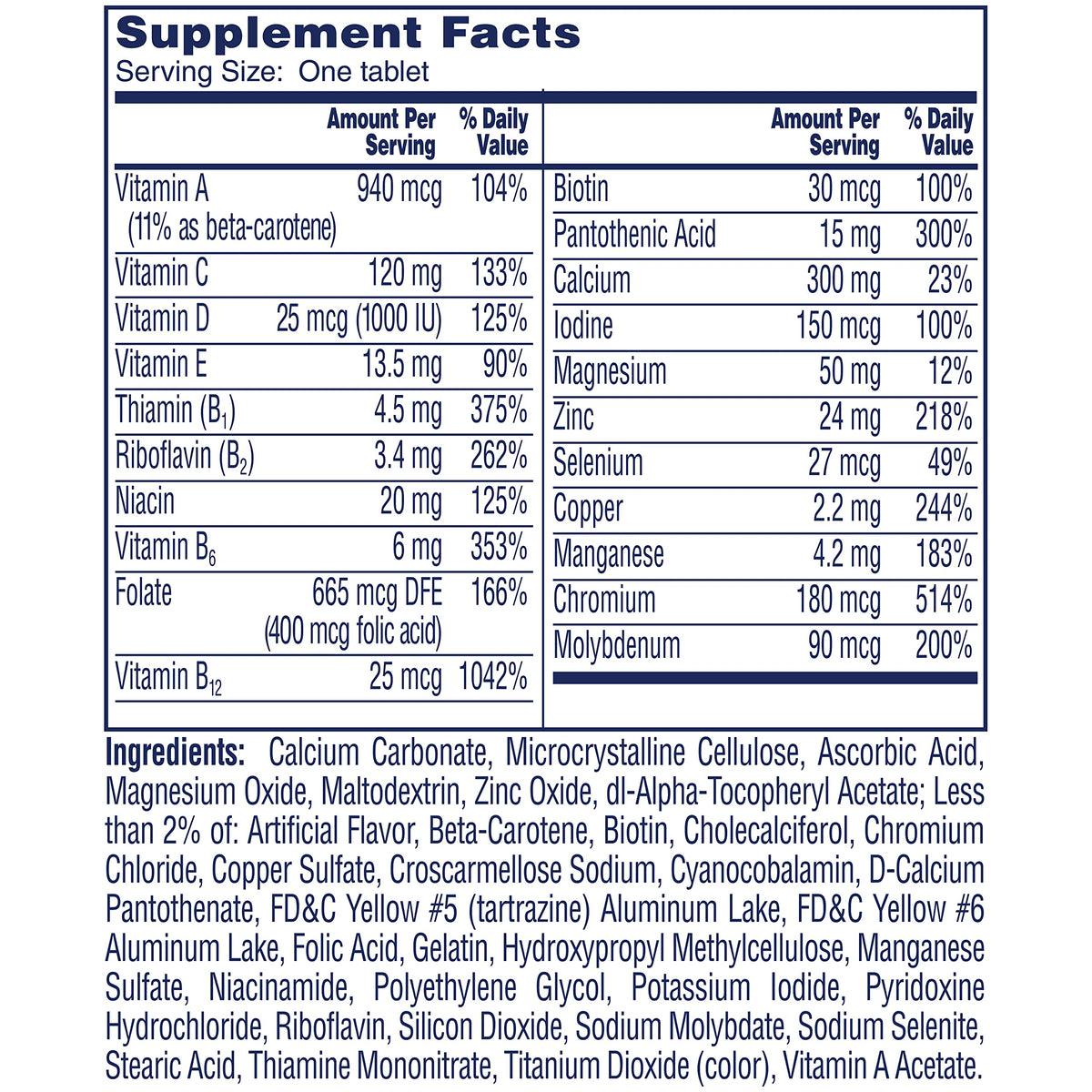 One A Day Women’s 50+ Multivitamins Tablet, Multivitamin for Women with Vitamin A, C, D