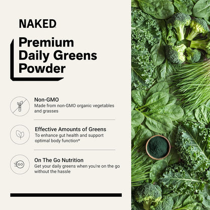 NAKED Super Greens Powder Organic Greens Supplement - Only 10 Premium Ingredients - Vegan, Non-GMO, Prebiotic and Probiotic - 35 Servings