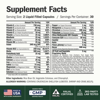 Multivitamin for Men – Methylated Multivitamin – Daily Wellness – 60 Caps