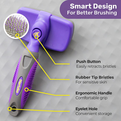 Hertzko Dog & Cat Brush, Dog Brush for Shedding, Cat & Dog Grooming, Self Cleaning