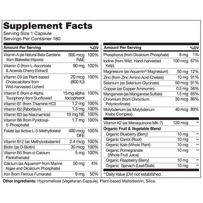 NATURELO One Daily Multivitamin for Women - Energy Support - Whole Food Supplement