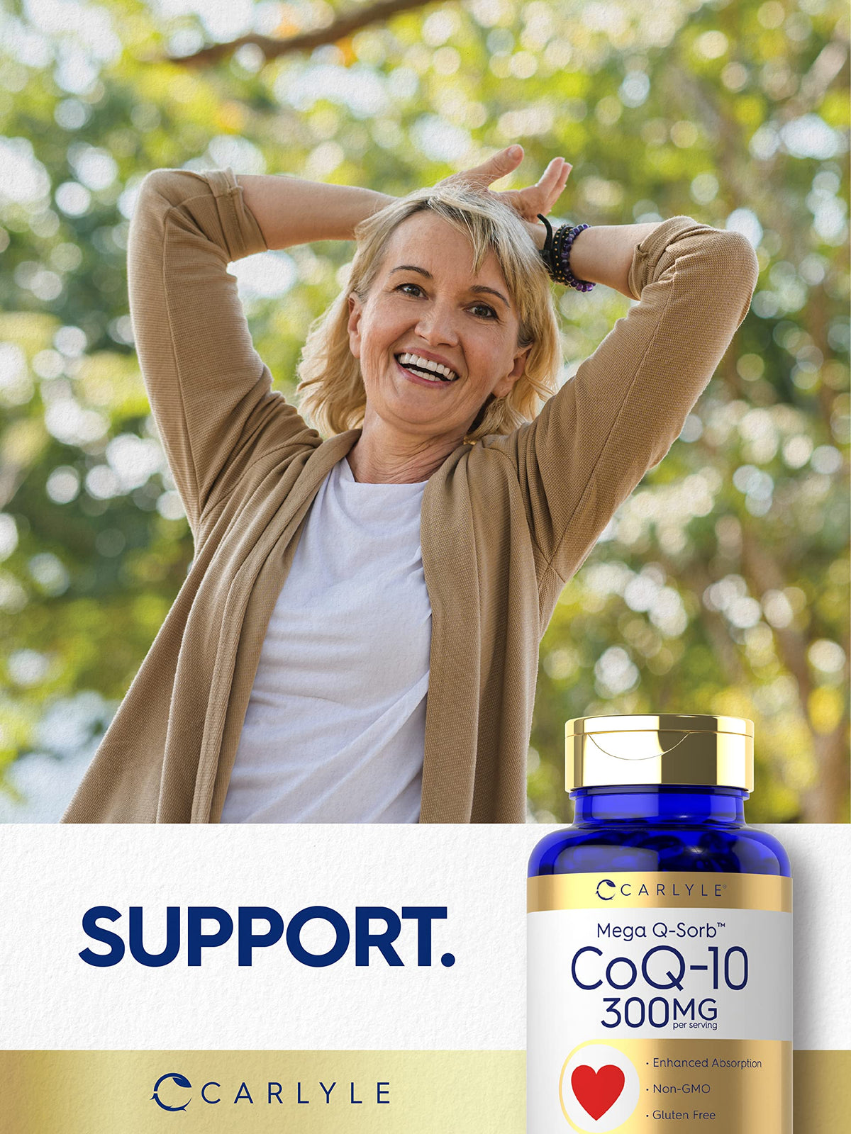 Carlyle CoQ10 300mg | 120 Softgels | Mega Q-Sorb Coenzyme Q-10 | with Black Pepper